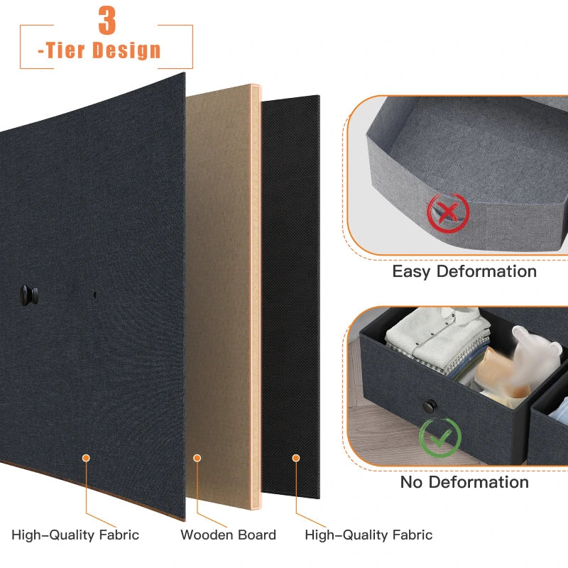 Tall Dresser for Bedroom with 12 Drawers, Wooden Top and Metal Frame, Fabric Bedroom Dressers & Chests of Drawers, Dark Grey-Furniture > Dresser-snhomee