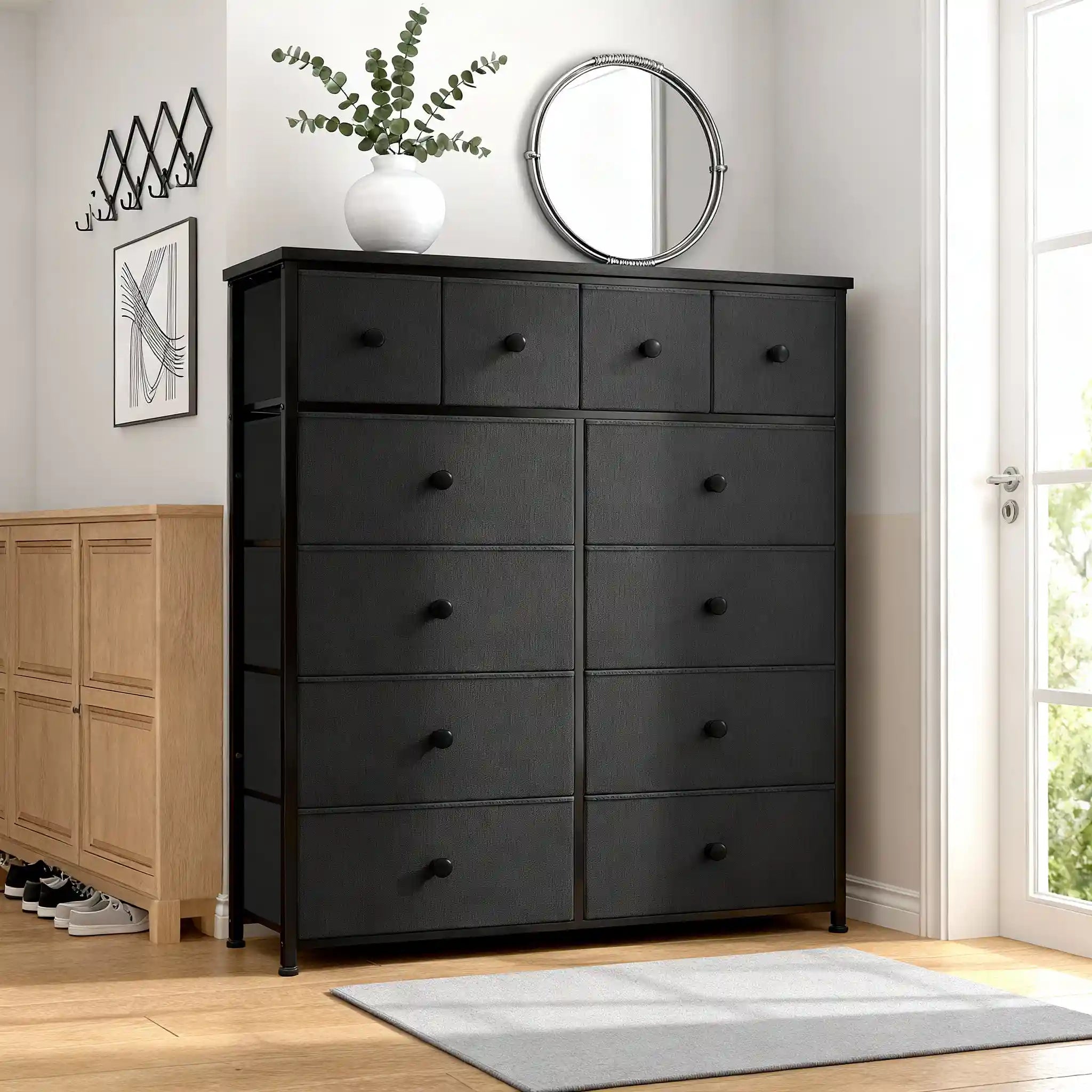 Snhomee 12-Drawers Tall Dresser for Bedroom - Fabric & Metal Storage Organizer with Wood Top, Anti-Tip Design, Space-Saving, Closet, Entryway Snhomee 12-Drawers Tall Dresser for Bedroom - Fabric & Metal Storage Organizer with Wood Top, Anti-Tip Design, Space-Saving, Closet, Entryway