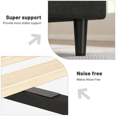 SnHomee Upholstered Bed Frame with Storage Headboard & Charging Station - USB Ports, Adjustable Fabric Headboard, Noise-Free Design, No Box Spring Needed, Back to School Beds On Sale