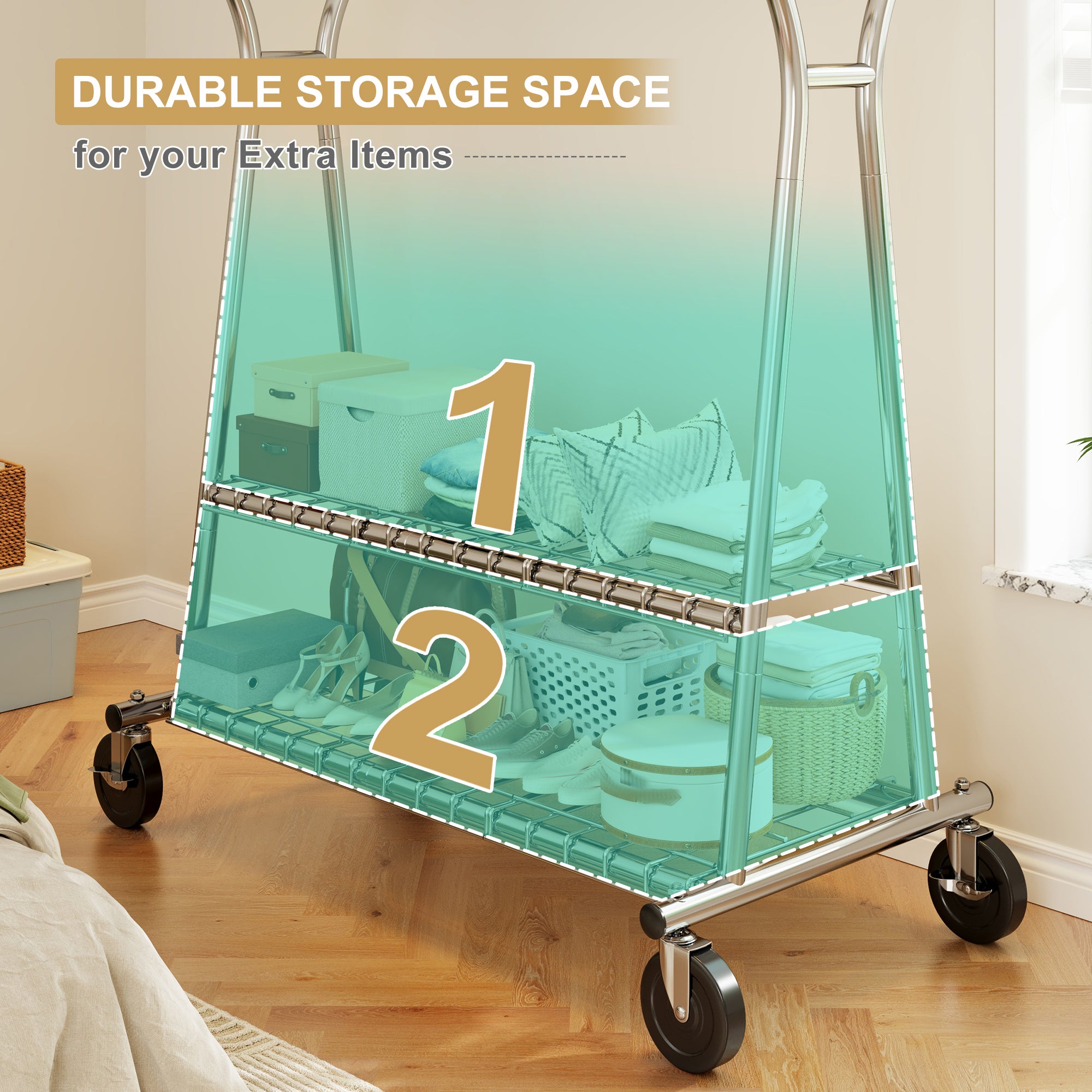 650 lb Capacity Rolling Garment Rack with Adjustable Shelves - Heavy-Duty Commercial Clothing Rack, Steel Frame Storage System for Retail/Home Use, Mobile Closet Organizer with Locking Wheels-Home Storage > Clothes Rack-snhomee