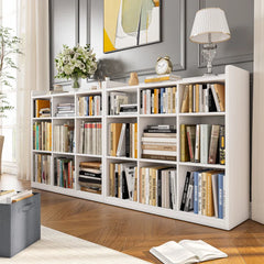 9 Drawer Solid Wood Dresser for Bedroom,White Wood Dresser with Fabric Drawers Ample Storage Space-Furniture > Dresser-snhomee