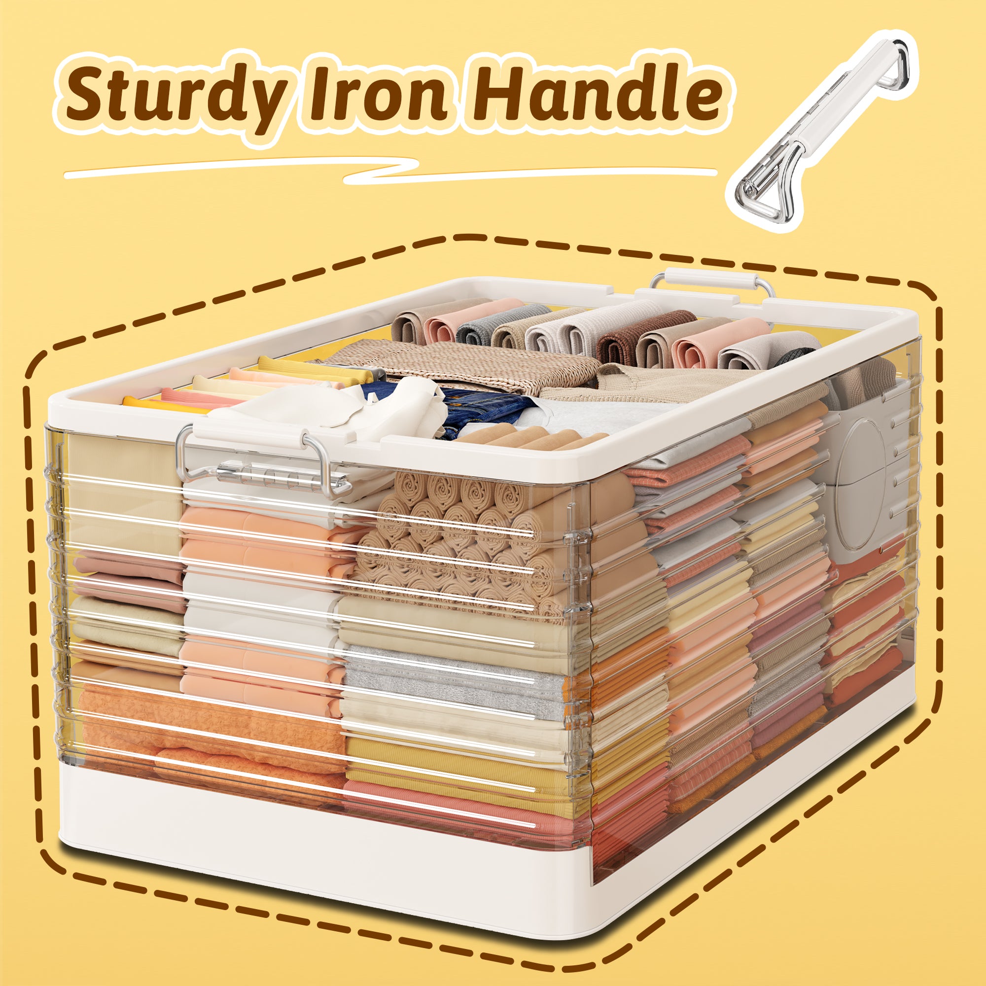 Snhomee Stackable Storage Bins, Collapsible Storage Bins on Wheels, Clear Storage Bins with lids