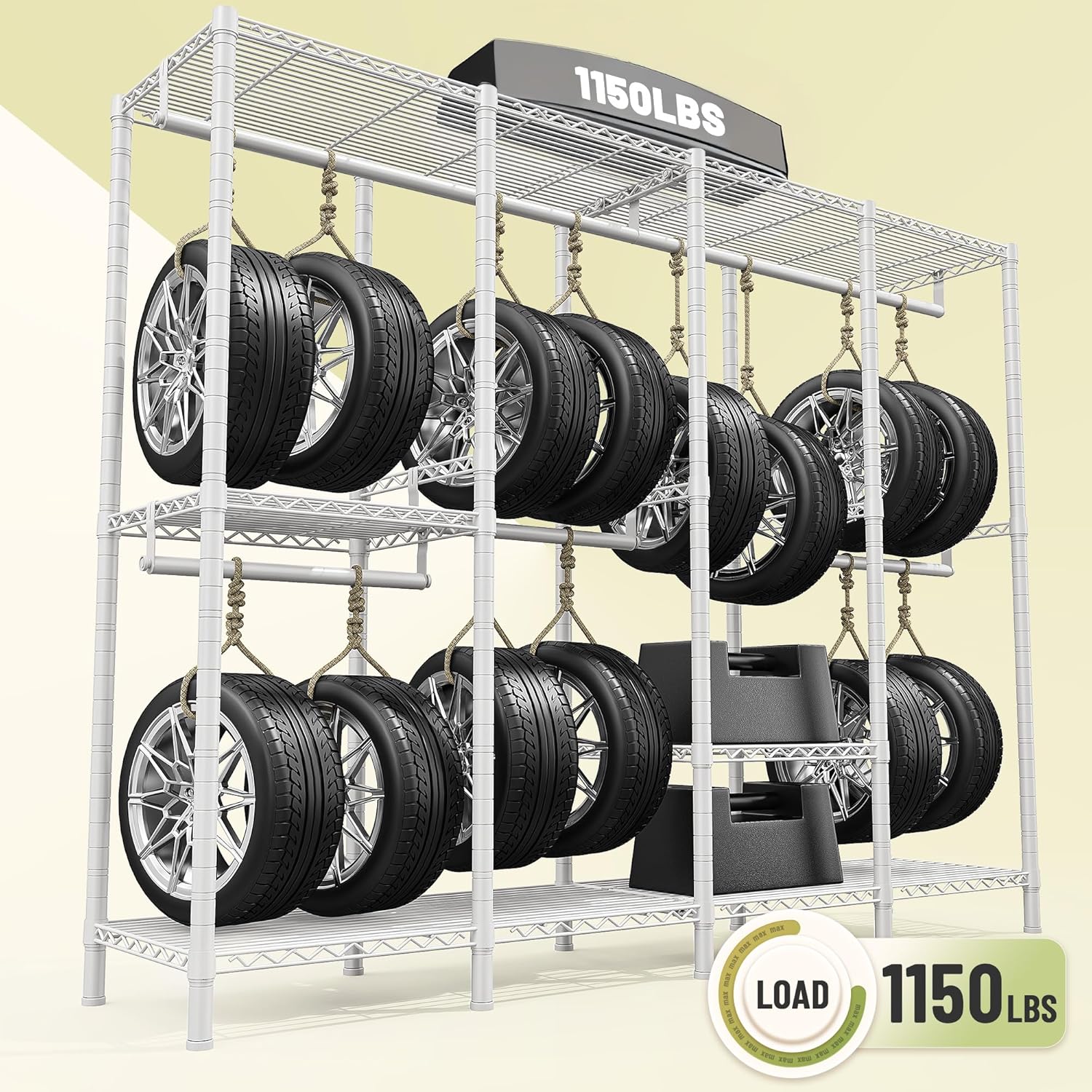 Snhomee 77"H 1150LBS Heavy Duty Clothes Rack With Shelves ,Adjustable Closet Organizer Hanging, Commercial-Grade Metal Frame, Multi-Configurable for Closet/Dorm