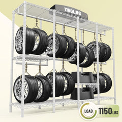 Snhomee 77"H 1150LBS Heavy Duty Freestanding Portable Closet Organizer,Clothes Hanging Rack With Shelves,Garment Rack,Adjustable&Sturdy
