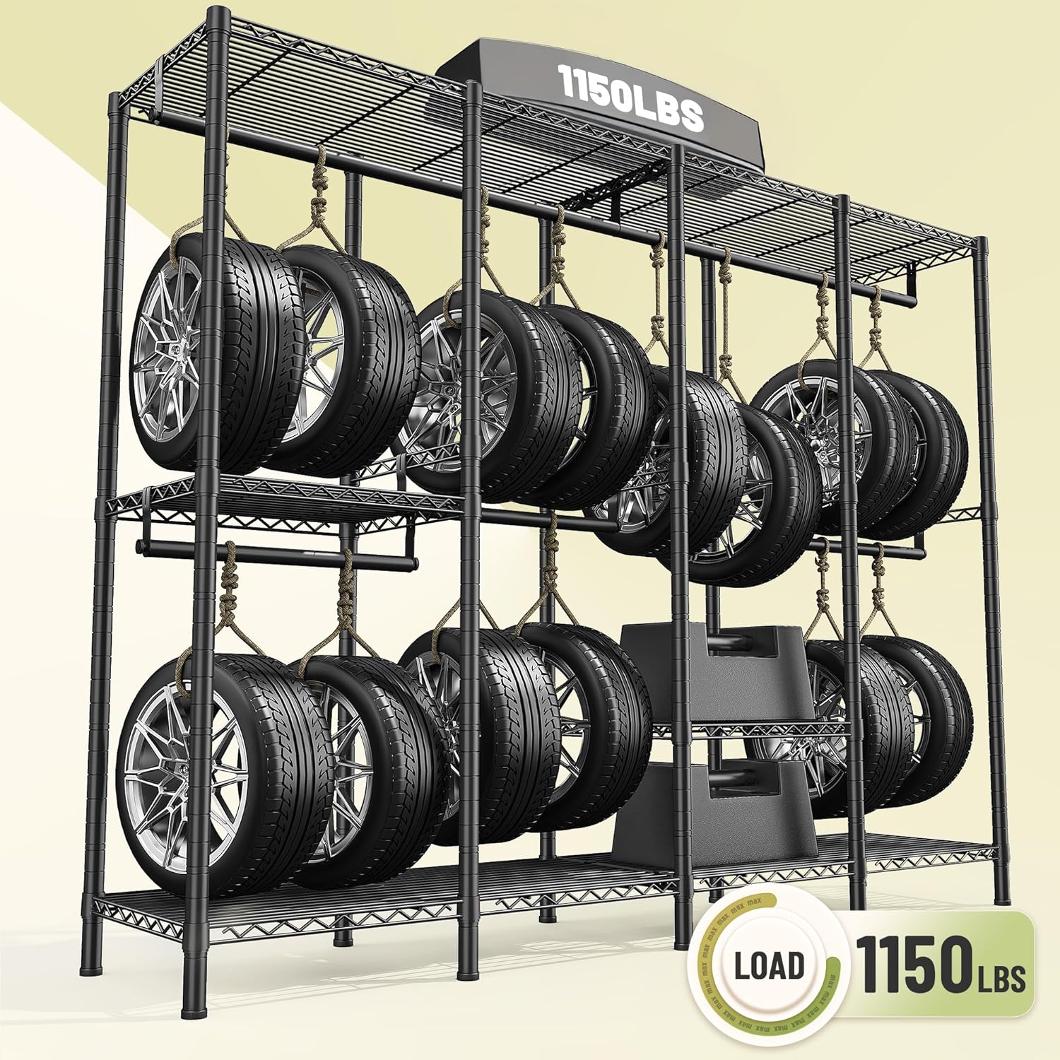 Snhomee 77"H 1150LBS Heavy Duty Clothes Rack With Shelves ,Adjustable Closet Organizer Hanging, Commercial-Grade Metal Frame, Multi-Configurable for Closet/Dorm