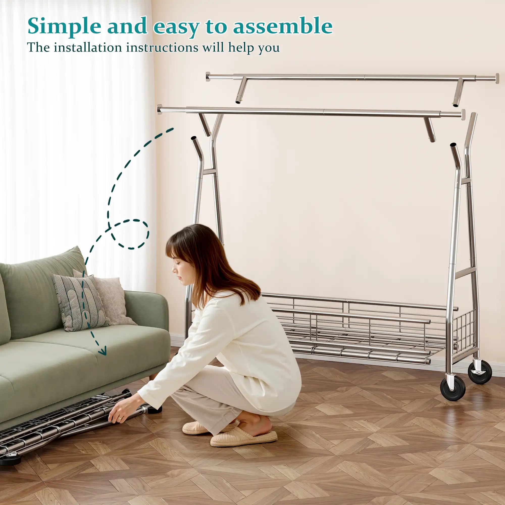 Snhomee 630 lbs Heavy Duty Rolling Garment Rack with Shelves, 70"H  Space-Saving Commercial Clothing Rack for Bedroom, Closet, Laundry, Commercial