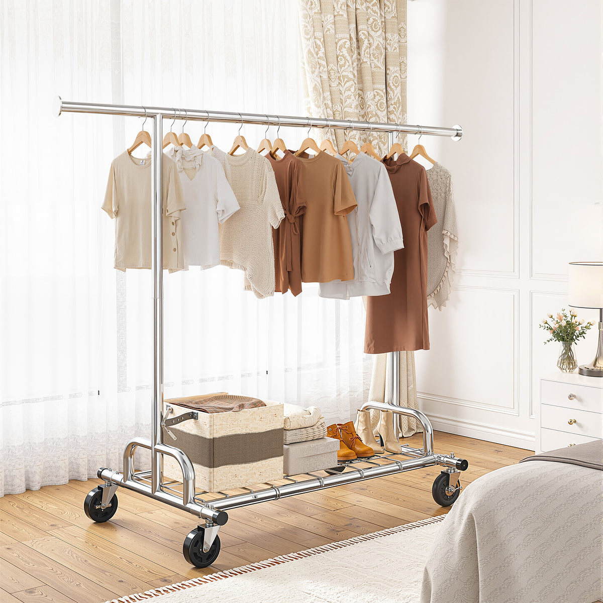 Snhomee Heavy Duty Clothes Rack, Metal Garment Rack with Sturdy Wheels, Rolling Clothing Rack Load 480 LBS, Hanging Clothes, Portable Clothes Rack-Home Storage > Clothes Rack-snhomee