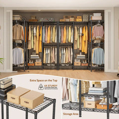 Snhomee 77"H 1150LBS Heavy Duty Freestanding Portable Closet Organizer,Clothes Hanging Rack With Shelves,Garment Rack,Adjustable&Sturdy