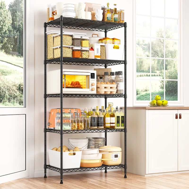 Snhomee 21.5"W Storage Shelves, 5-Tier Adjustable Shelving Units, 1000 LBS Heavy Duty Storage Racks for Pantry, Kitchen and Closet