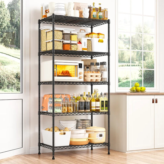 Snhomee 21.5"W Storage Shelves, 5-Tier Adjustable Shelving Units, 1000 LBS Heavy Duty Storage Racks for Pantry, Kitchen and Closet 800