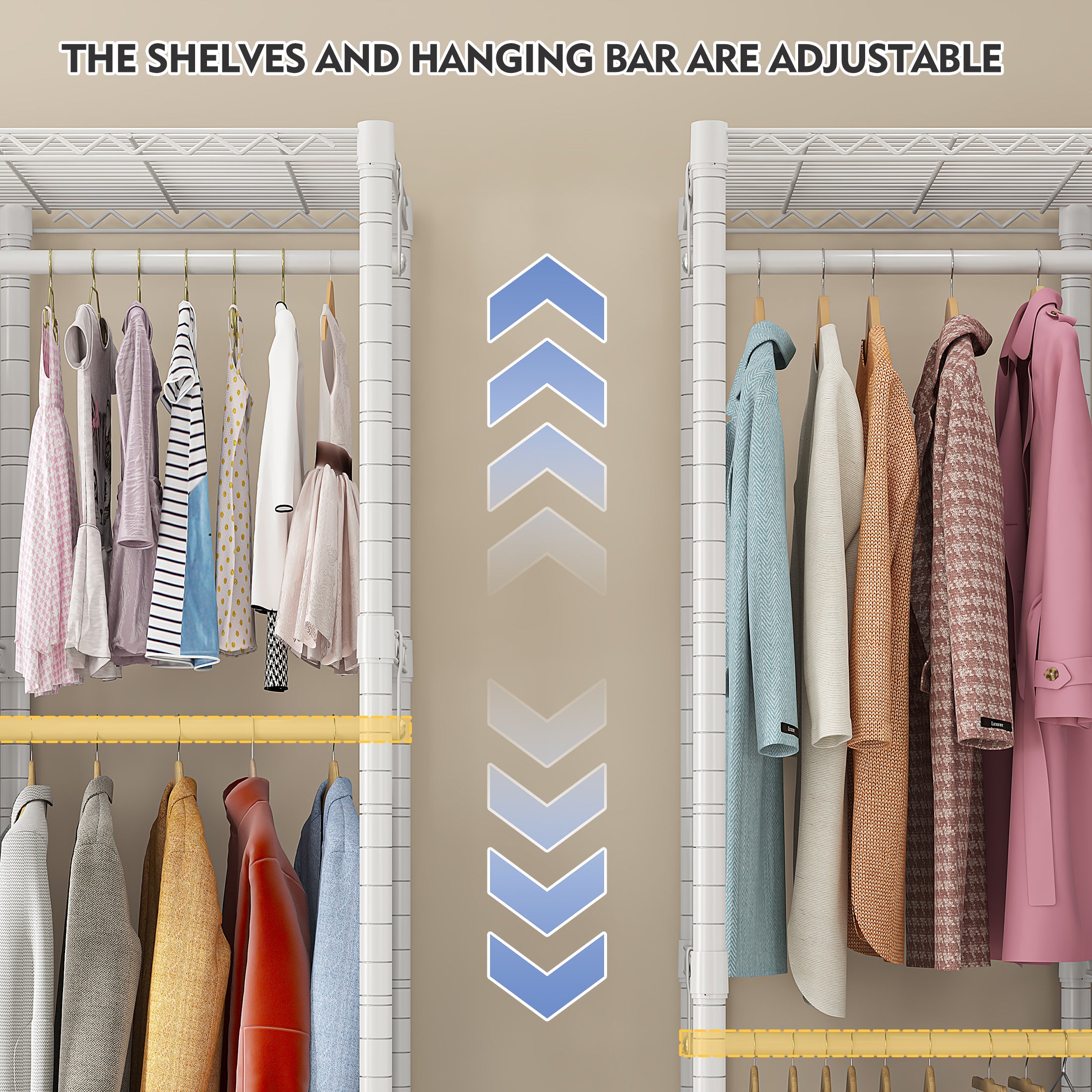 1200LBS Heavy Duty Clothing Rack with Cover,90.8"W x 77.3"H Freestanding Garment Rack,Wardrobe Closet for Bedroom, Commercial & Home Use