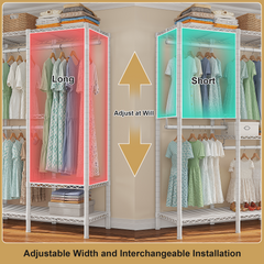 Snhomee 77"H 1150LBS Heavy Duty Freestanding Portable Closet Organizer,Clothes Hanging Rack With Shelves,Garment Rack,Adjustable&Sturdy