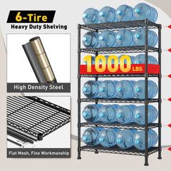 Snhomee 6 Tier Metal Wire Storage Shelf, 1000 LBS Heavy Duty Adjustable Wire Rack, Multipurpose Organizer for Garage Pantry Closet Outdoor