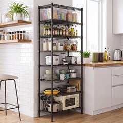 Snhomee 8‑Tier Heavy‑Duty Wire Shelving Unit,1200 lbs Capacity,72"H Adjustable Steel Storage Shelves for Pantry,Kitchen,Garage