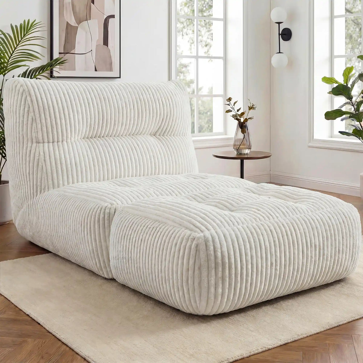 Snhomee 31.49" H Bean Bag Chairs with Foldable Ottoman,Bean Bag Chair  with Foldable Ottoman for Living Room, Bedroom or Balcony
