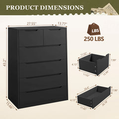 Snhomee 6 Dresser for Bedroom, Modern Chest of Drawers with Ample Storage for Living Room, Entryway & Closet