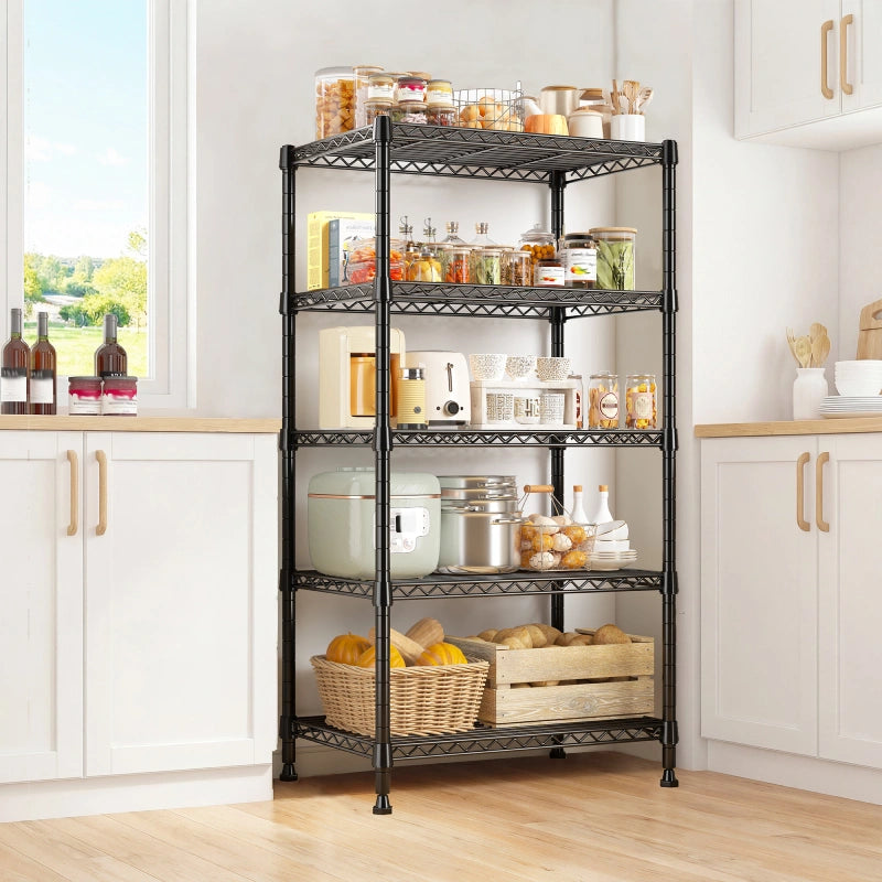 Snhomee Heavy Duty Wire Shelving Rack 5-Tier Metal Storage Shelves Adjustable Kitchen Laundry Room Shelving