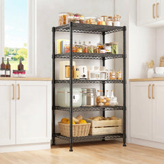 Snhomee Heavy Duty Wire Shelving Rack 5-Tier Metal Storage Shelves Adjustable Kitchen Laundry Room Shelving