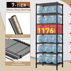 Snhomee 7 Tier Adjustable Heavy Duty Metal Wire Storage Shelving, 71’’H x 18’’W x 18’’D 1176 LBS Capacity Utility Rack for Garage Kitchen Pantry Commercial Storage