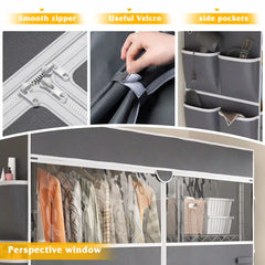 Snhomee 78.7"H Clothing Rack with Cover,Rolling Garment Rack for Bedroom,Portable Closet with Wheels
