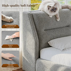 Snhomee Cloud Bed Frame with 12" Double-Layer Headboard,360° All-Cushioned Foam Soft Frame, Soft Bed Frame for Bedroom