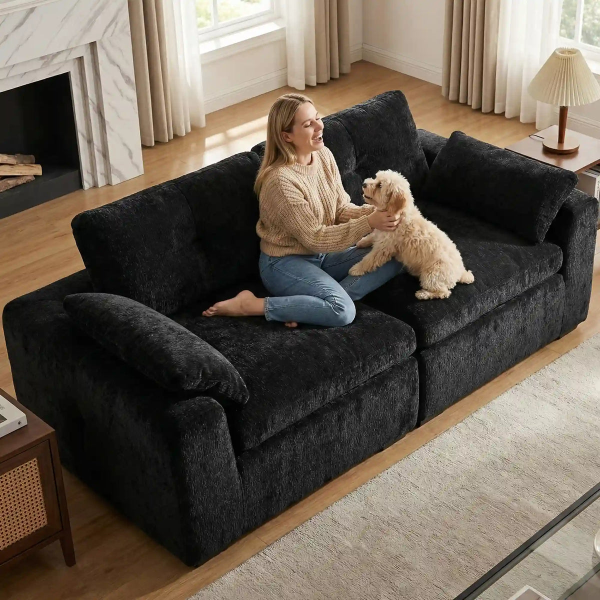 Snhomee Modular Couch With Pillow, Cloud Sofa Sectional For Living Room, No Assembly Required