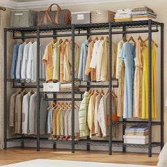 Snhomee 77"H 1150LBS Heavy Duty Clothes Rack With Shelves ,Adjustable Closet Organizer Hanging, Commercial-Grade Metal Frame, Multi-Configurable for Closet/Dorm