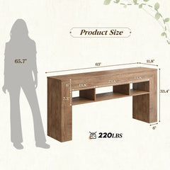 Snhomee 63"W Entryway Table For Entryway, Console Table With Extra Storage Shelves, Wooden Sofa Table, For Living Room, Entrance, Foyer
