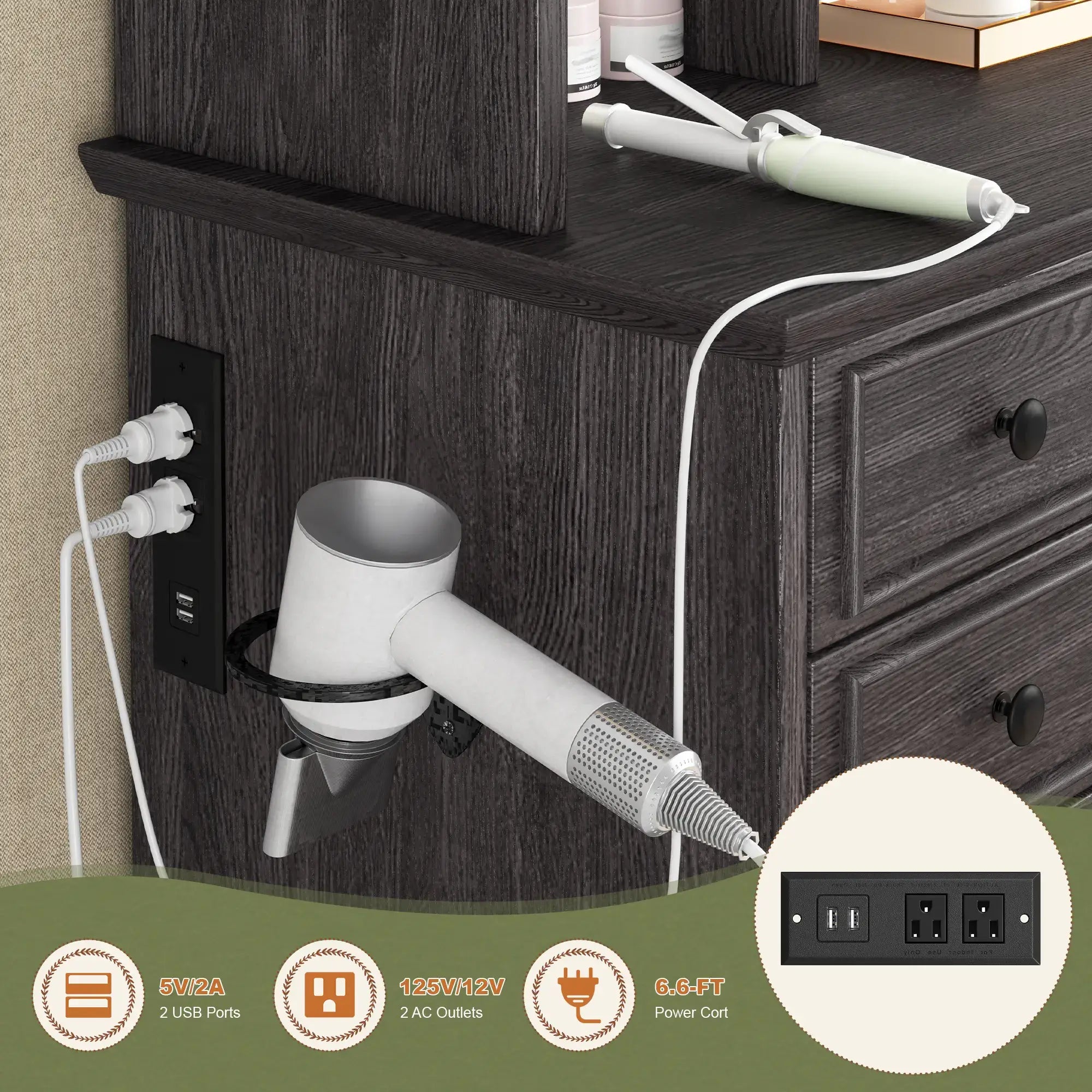 Snhomee Farmhouse Makeup Vanity Desk with LED Mirror & RGB Cabinets – Storaging with Drawers & Shelves, Ideal for Organizing Seasonal Skincare in Bedroom or Dressing Room