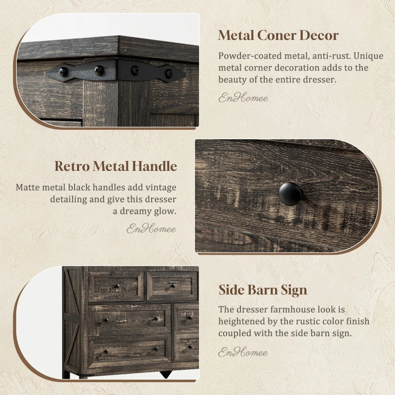 Detail display of a black walnut color cabinet, material of the seven-drawer cabinet, handle design