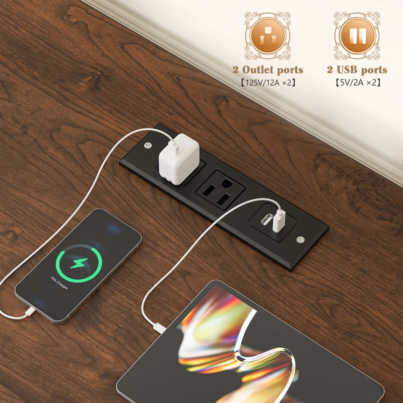 The detail display of the US-standard charging station on top of the locker shows a refined metal casing that presents a soft appearance under different lighting conditions. The edges feature a rounded arc design with a smooth, non-abrasive touch feel. The front of the charging station has multiple USB-A and USB-C ports arranged neatly in accordance with US standards, with each port accompanied by clear current.