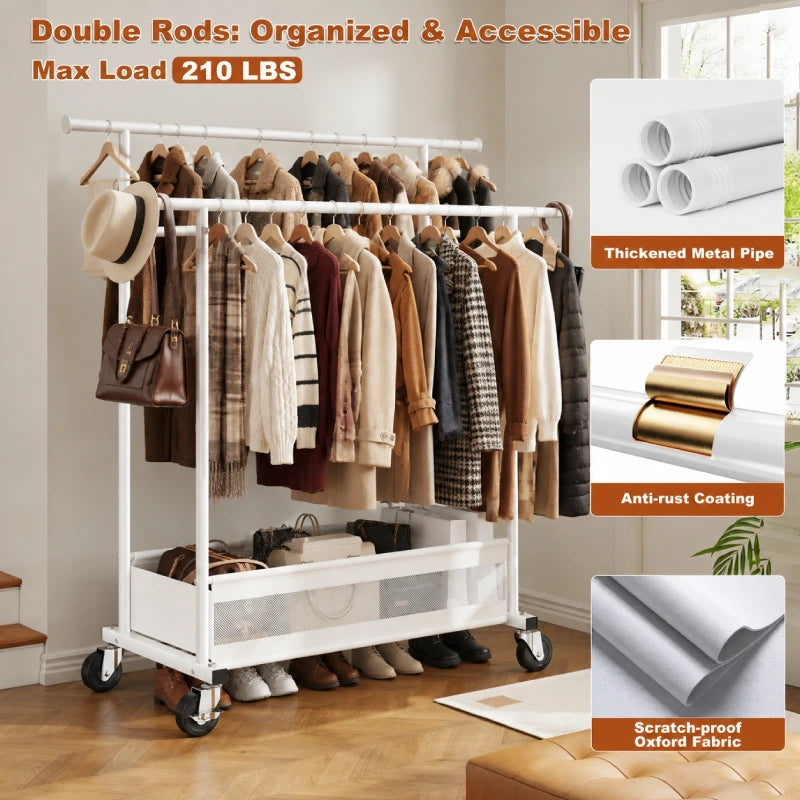Designed for everyday use, this heavy duty garment rack for bedroom and closet offers dependable support for large wardrobes.