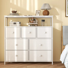 37.4"W White Dresser For Bedroom, Large Dresser for Living Room,Wooden Top dresser for Closet, Entryway