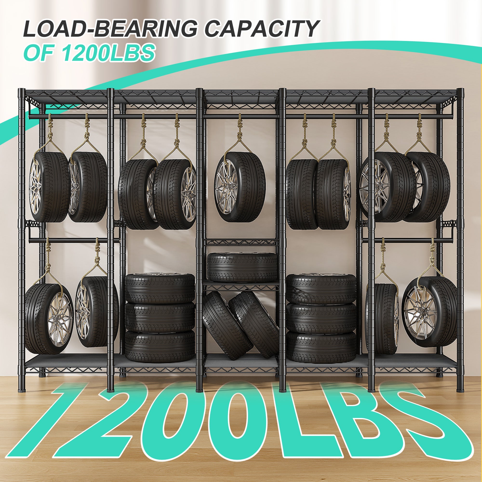 90.8 Inch Wide Commercial Clothing Rack - 1200 lb Heavy Duty Garment Rack with Zippered Dustproof Cover, Steel Frame Industrial Storage System for Retail/Warehouse/Home, Lockable Wheels & Anti-Tip Design-Home Storage > Clothes Rack-Black-snhomee