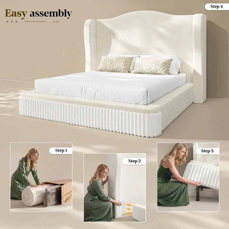 Set up your new bedroom quickly with this easy assembly bed frame, designed with a simplified four-step installation process.