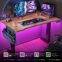 Snhomee 48" Electric Standing Desk with LED, Adjustable Height Computer Desk for Home Office, Sit Stand Desk with Ergonomic Design