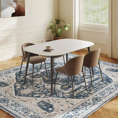Boho Area Rugs,machine washable area rugs，area rugs for living room, Low Pile Vintage Carpet-3×5: 60"W x 36"D-Blue and Brown-snhomee