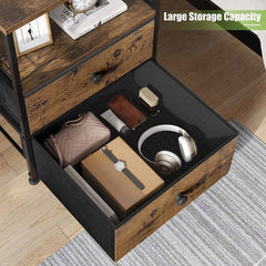 24 Inch Nightstand Set of 2 - Bedside Tables with Drawers, Modern Bedroom Furniture for Small Spaces, Space-Saving Design-Furniture > Nightstand-2-Rustic Brown-snhomee