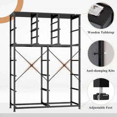Tall Fabric Dresser for Bedroom with 16 Deep Drawers, Chests of Drawers for Bedroom, Living Room, Wood Top Metal Frame, Storage Drawer for Closet Entryway, Highboy-Furniture > Dresser-Brown-snhomee