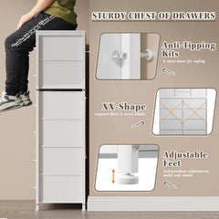 Tall Fabric Dresser for Bedroom with 16 Deep Drawers, Chests of Drawers for Bedroom, Living Room, Wood Top Metal Frame, Storage Drawer for Closet Entryway, Highboy-Furniture > Dresser-Brown-snhomee