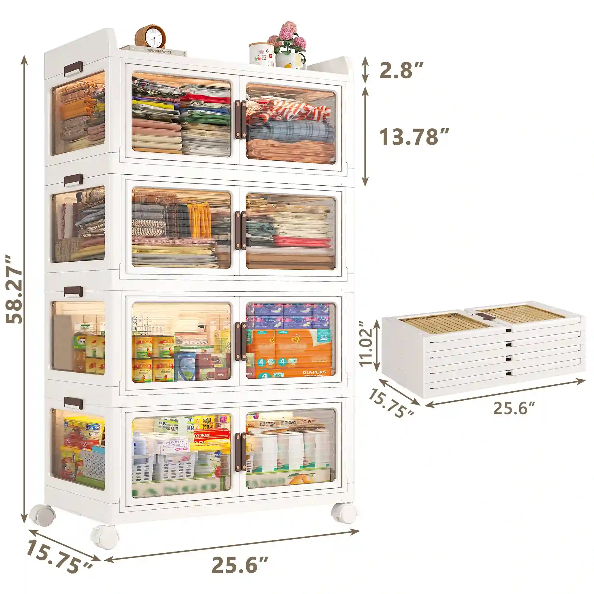 Stackable Storage Bins with Lids，Storage Bins With Wheels For Bedroom, Kitchen