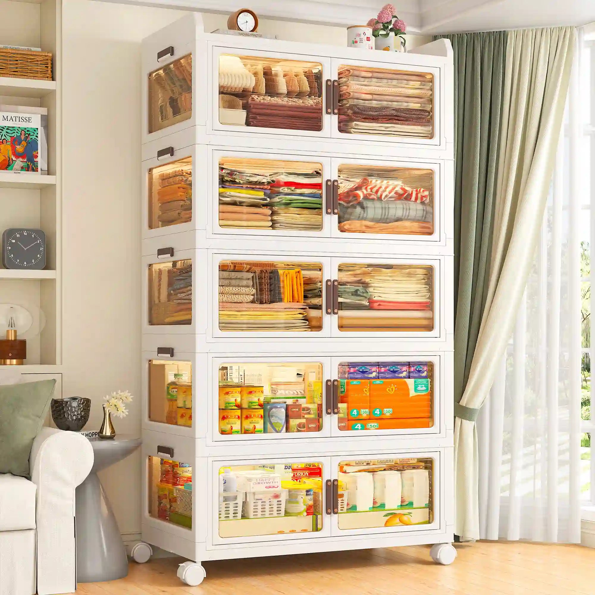 Stackable Storage Bins with Lids，Storage Bins With Wheels For Bedroom, Kitchen
