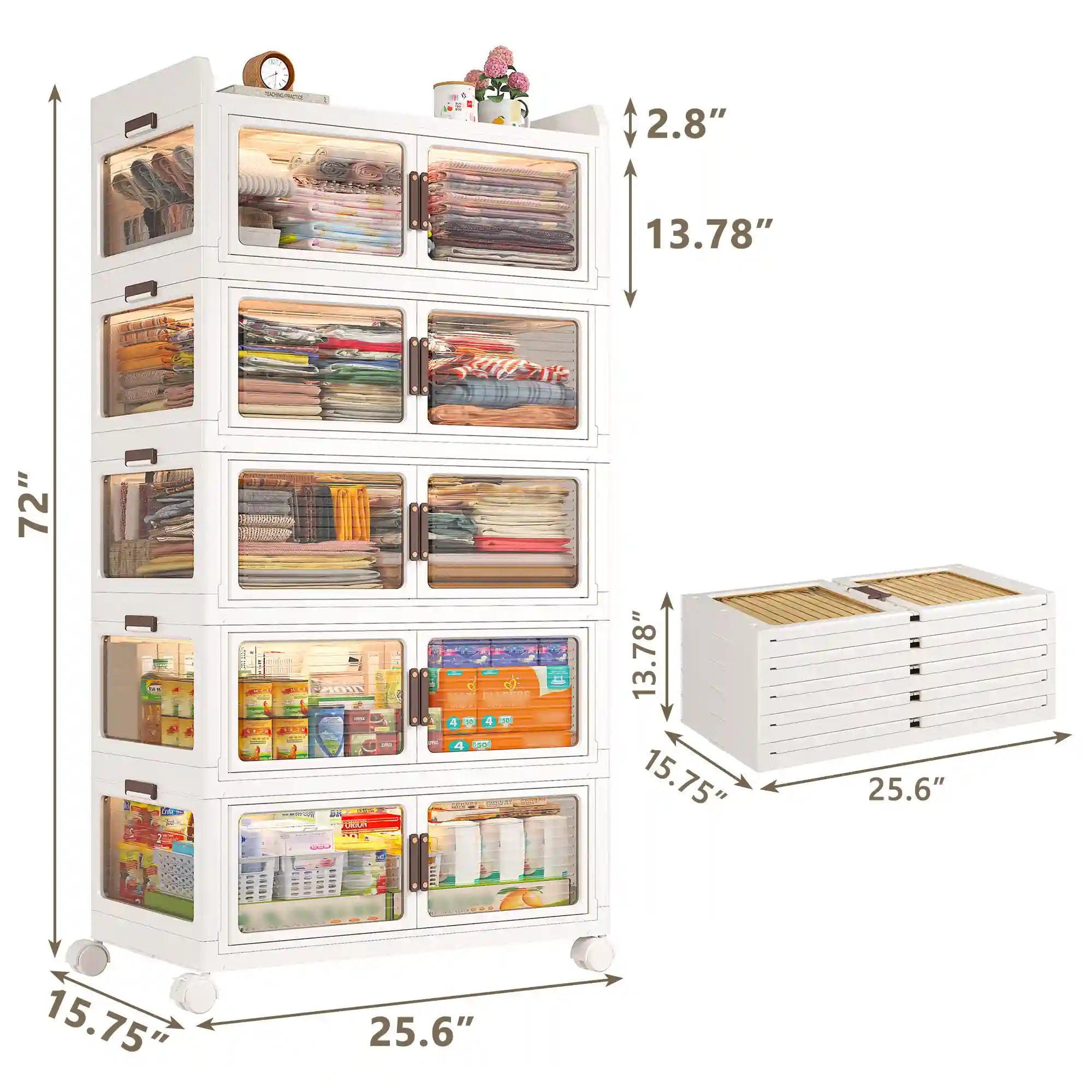 Stackable Storage Bins with Lids，Storage Bins With Wheels For Bedroom, Kitchen