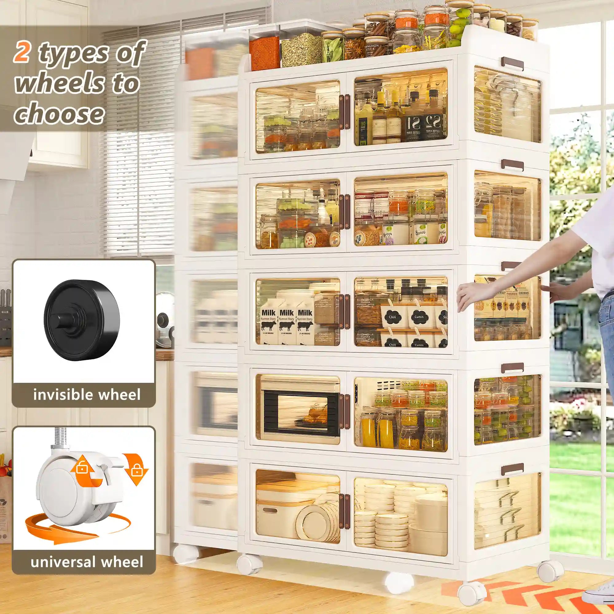 Stackable Storage Bins with Lids，Storage Bins With Wheels For Bedroom, Kitchen