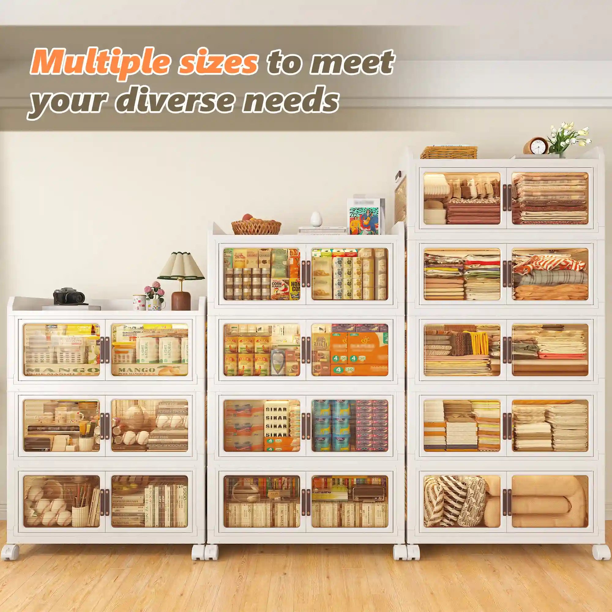 Stackable Storage Bins with Lids，Storage Bins With Wheels For Bedroom, Kitchen