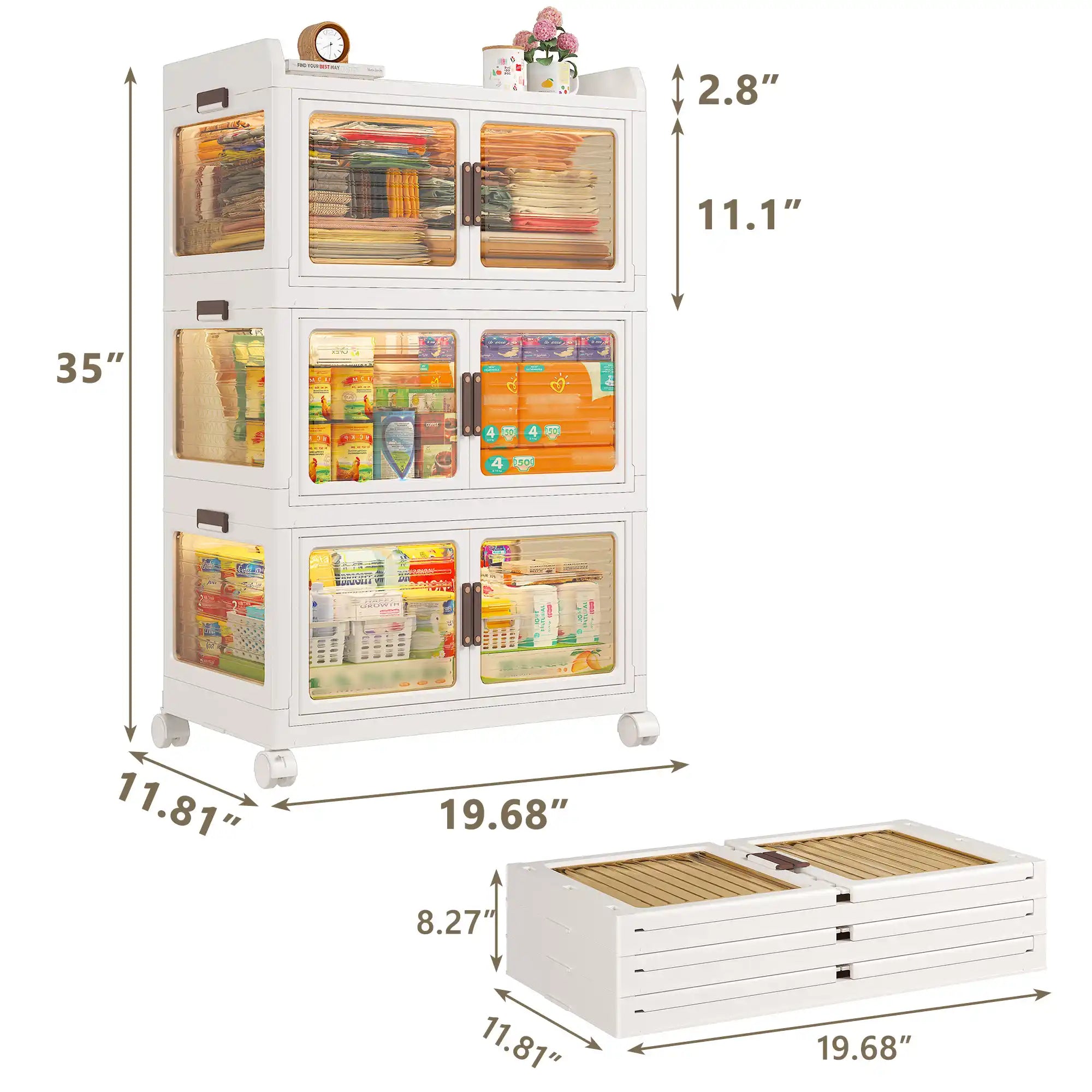 Stackable Storage Bins with Lids，Storage Bins With Wheels For Bedroom, Kitchen