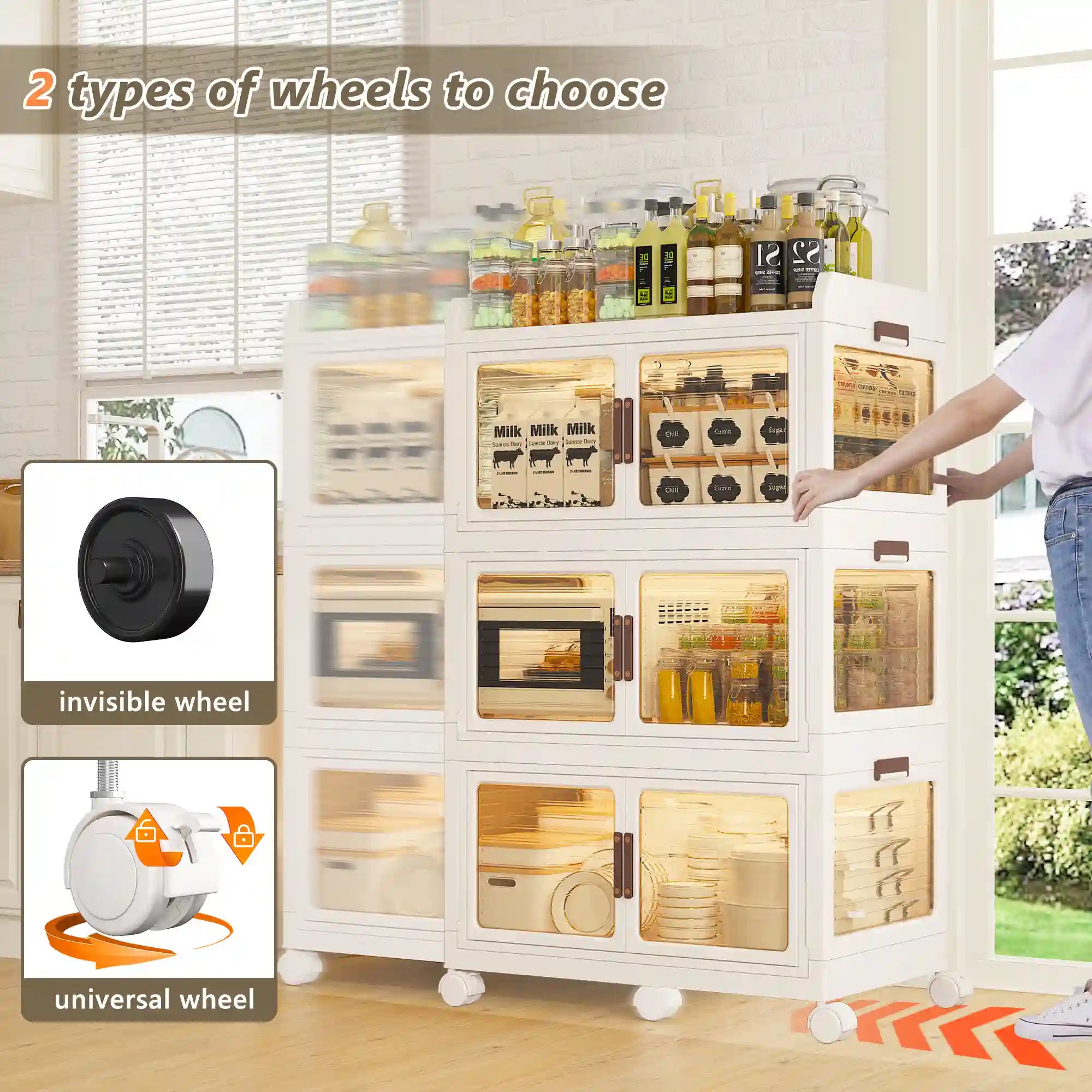 Stackable Storage Bins with Lids，Storage Bins With Wheels For Bedroom, Kitchen