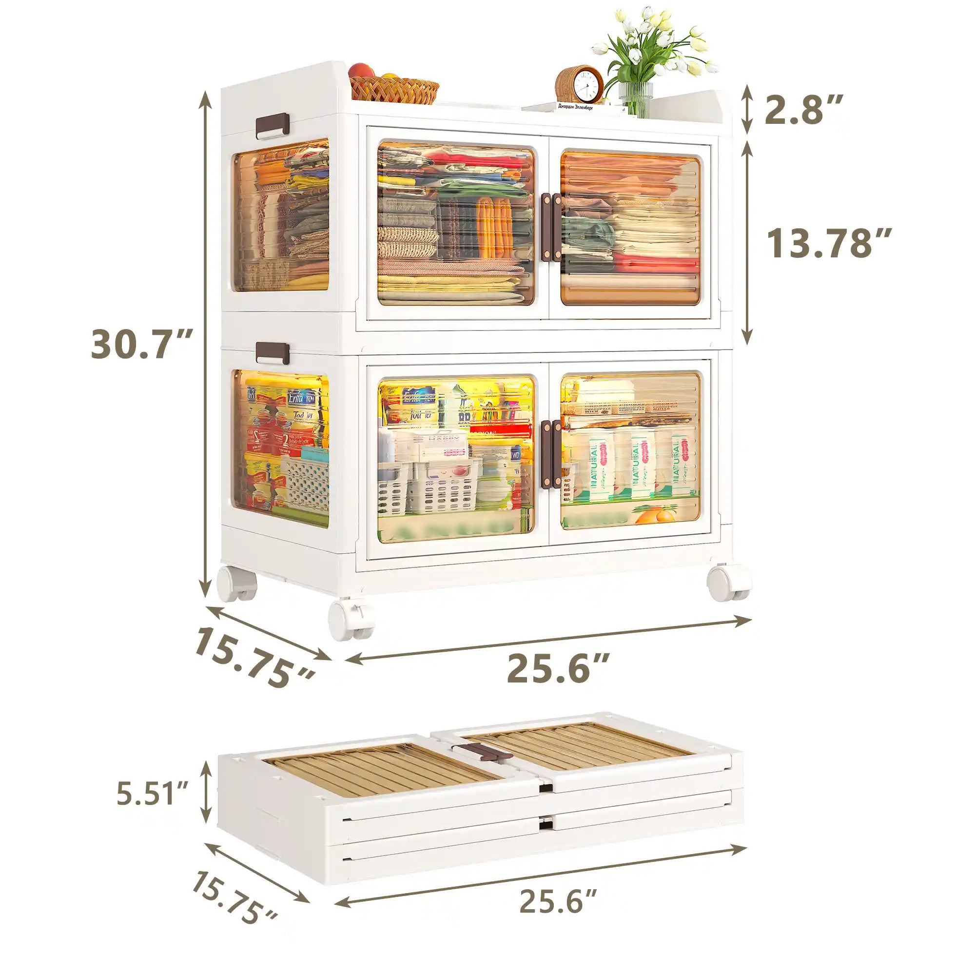 Stackable Storage Bins with Lids，Storage Bins With Wheels For Bedroom, Kitchen