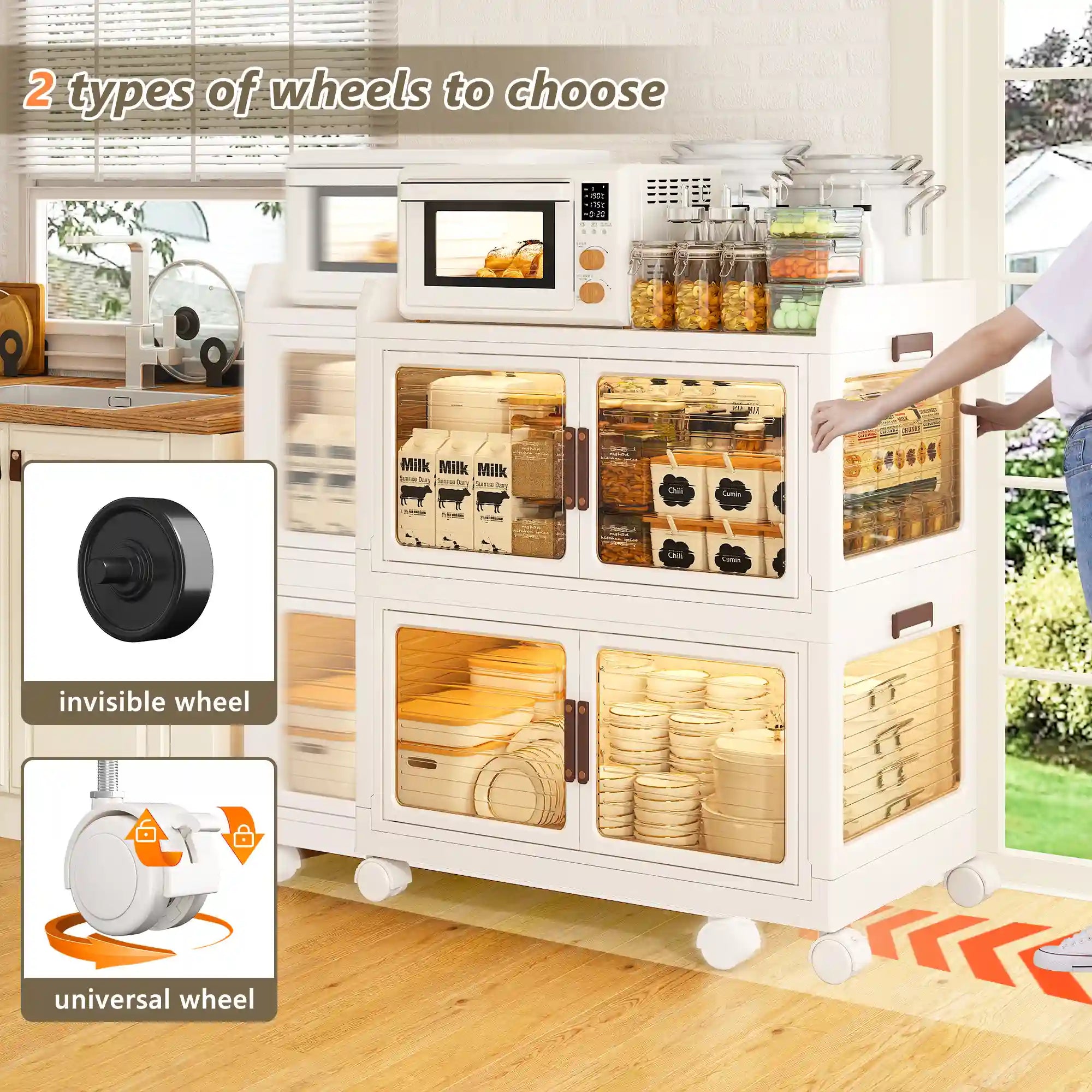 Stackable Storage Bins with Lids，Storage Bins With Wheels For Bedroom, Kitchen