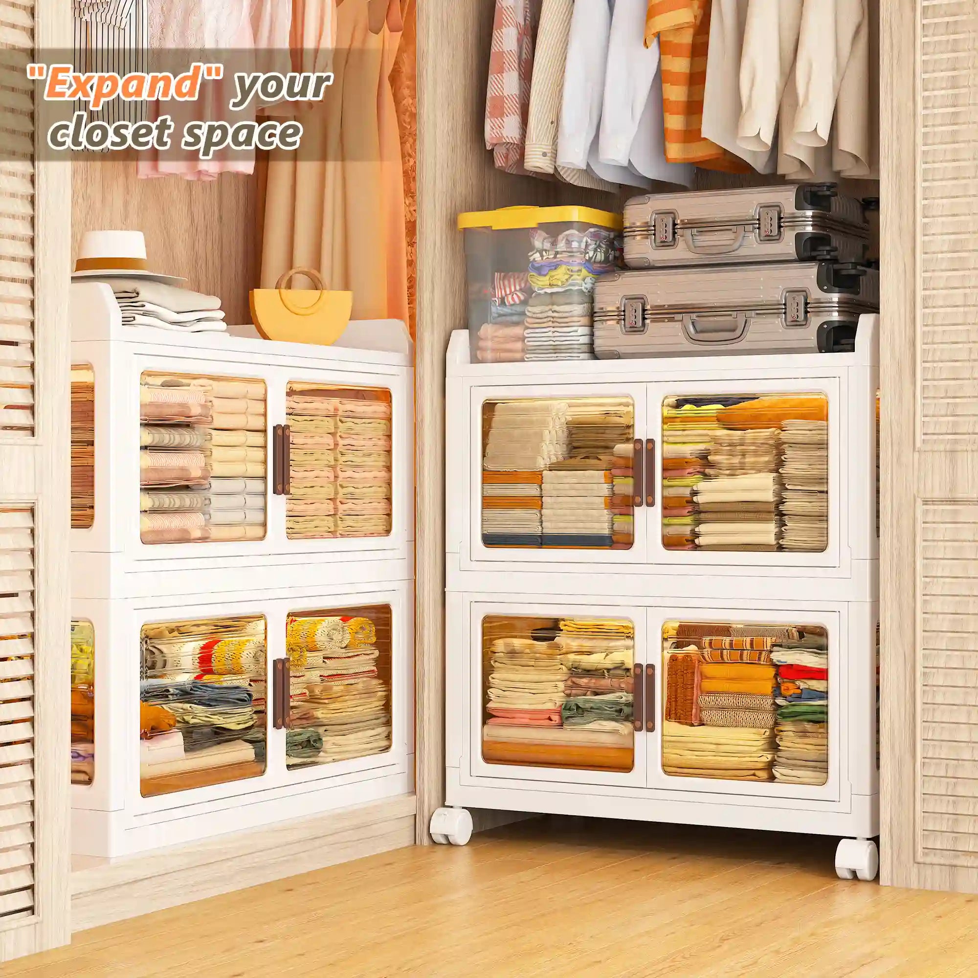 Stackable Storage Bins with Lids，Storage Bins With Wheels For Bedroom, Kitchen